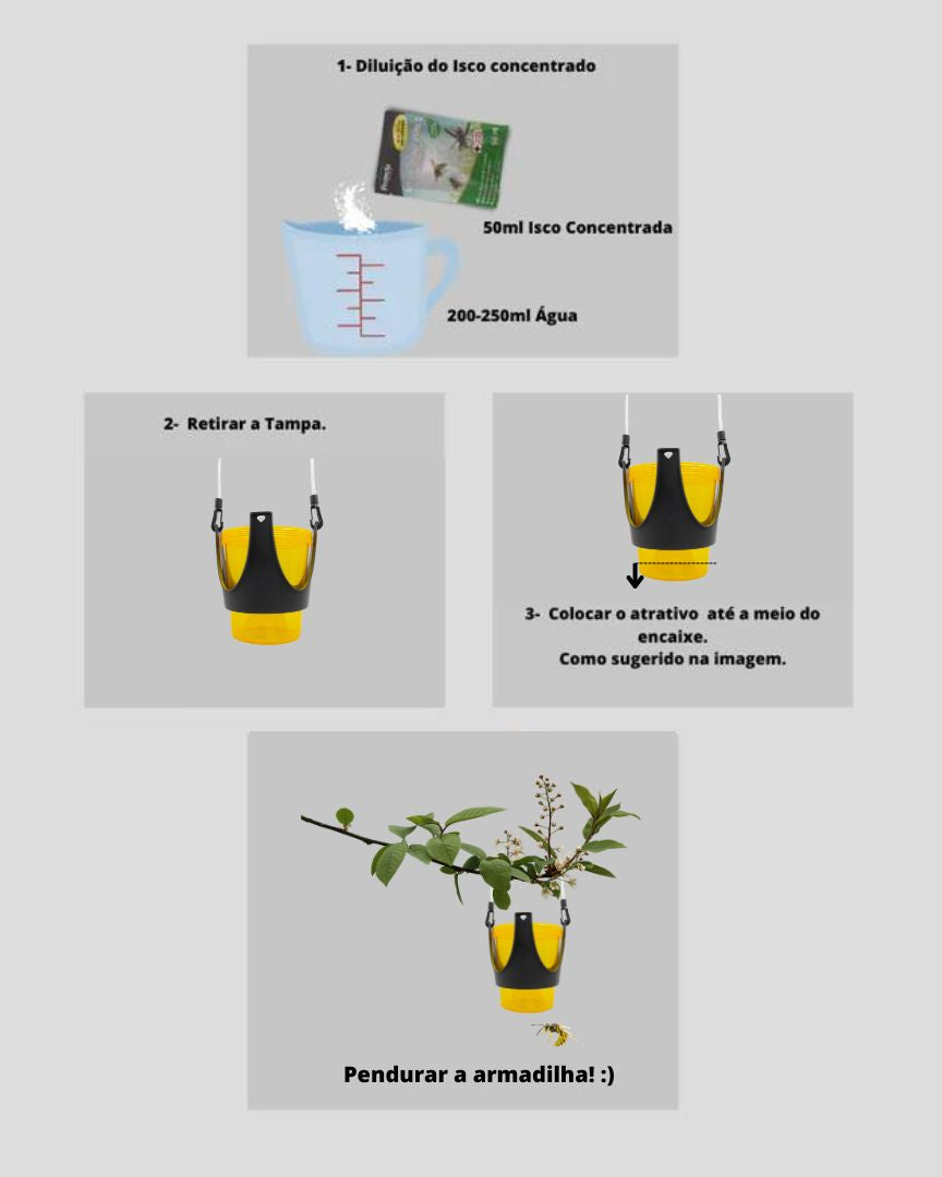 instruções de como aplicar armadilha anti-vespas