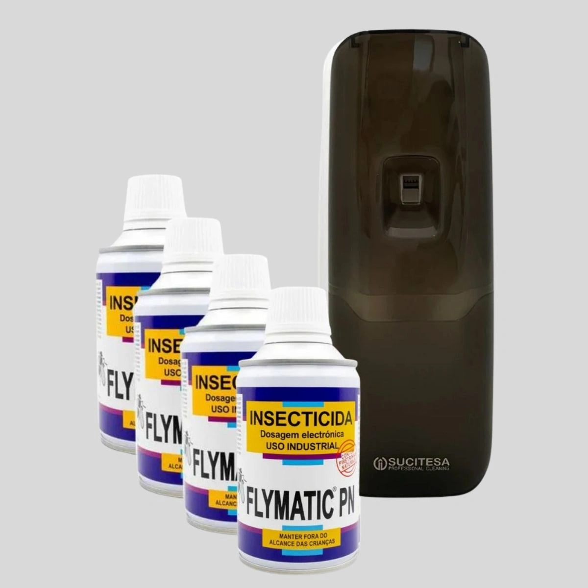 doseador preto e 4 spray flymatic